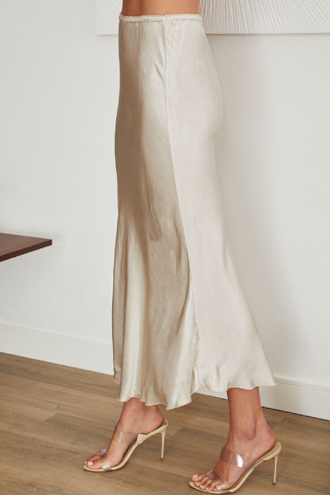 Reyan Satin Midi Skirt