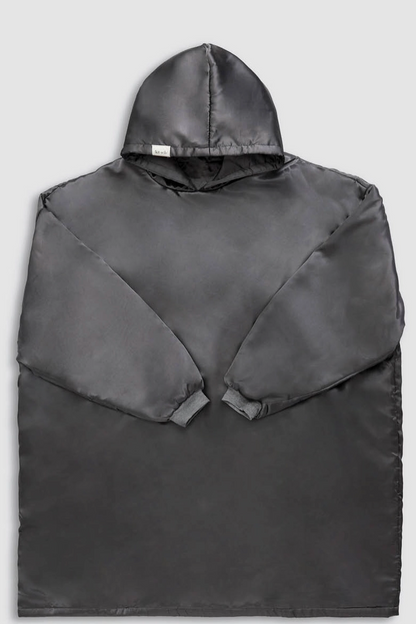Glazey Satin Hoodie-Charcoal
