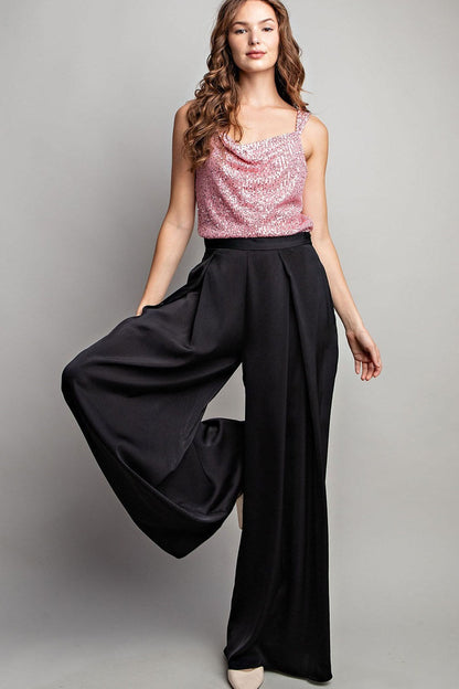 Satin Pleated Pants