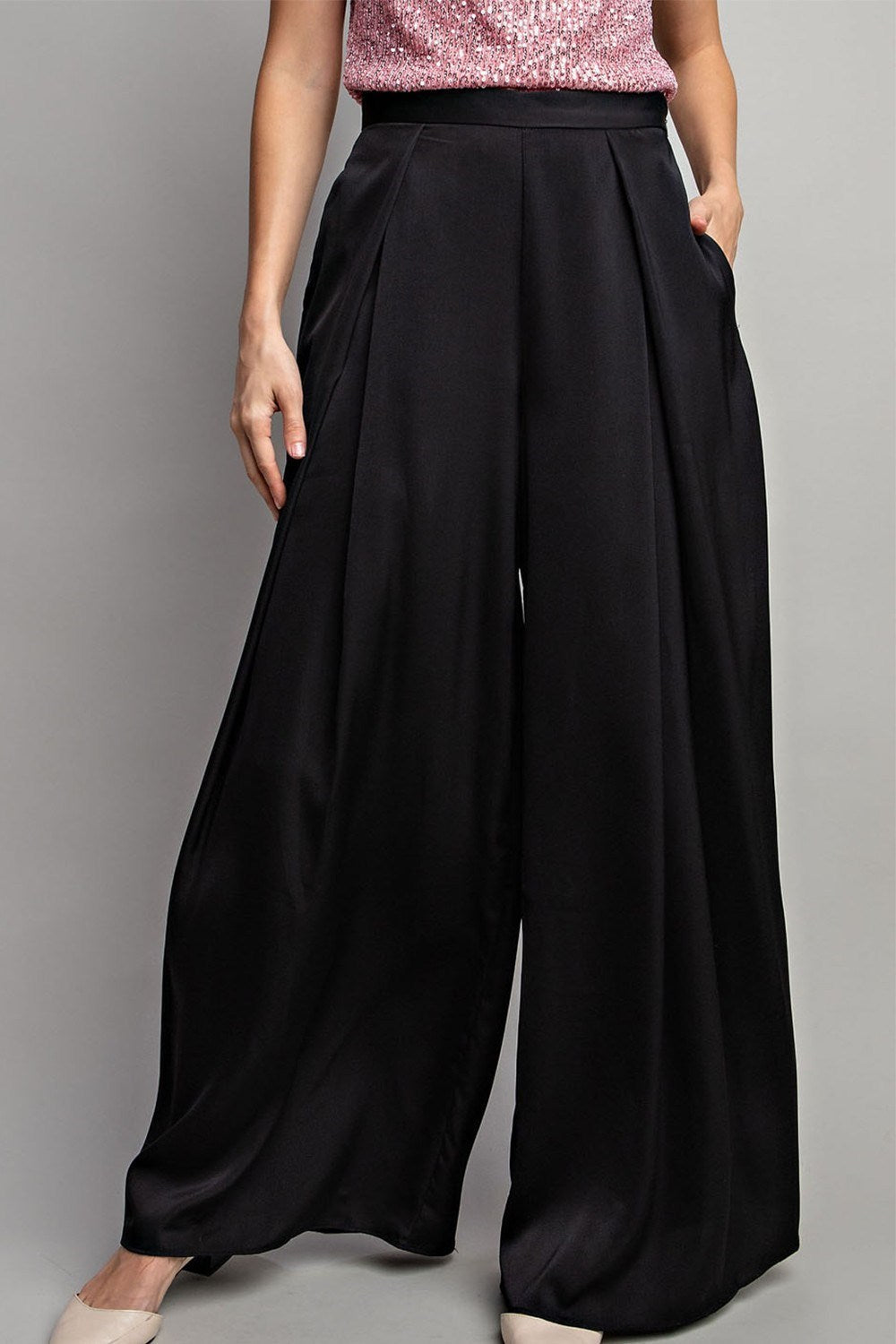 Satin Pleated Pants