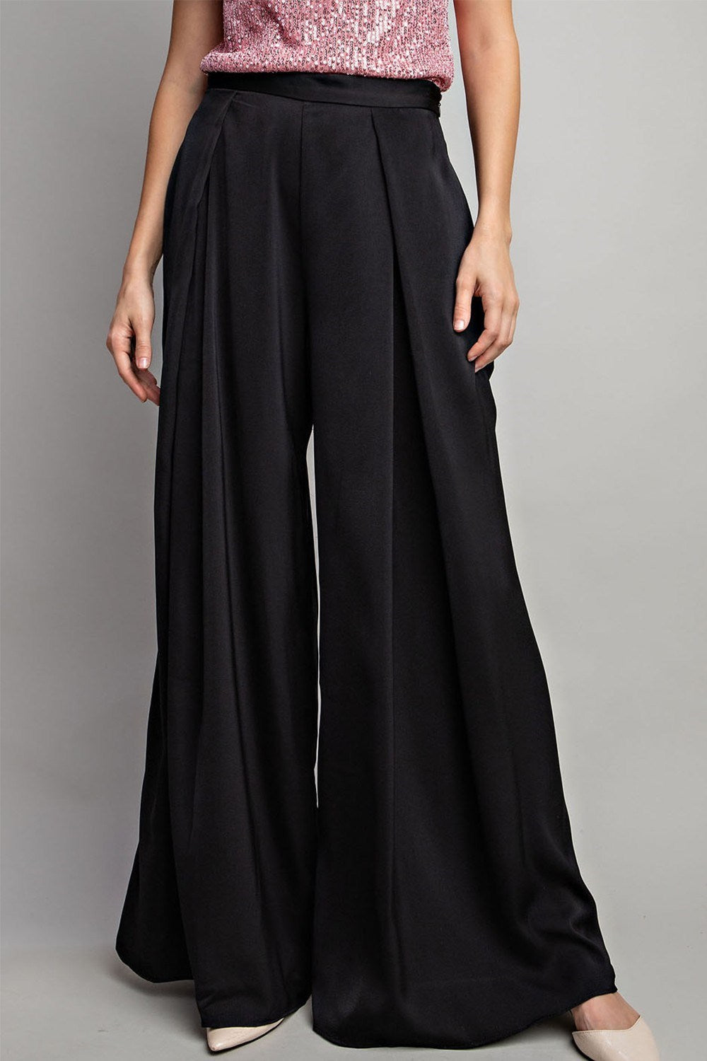 Satin Pleated Pants