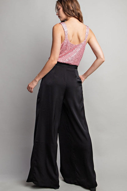 Satin Pleated Pants