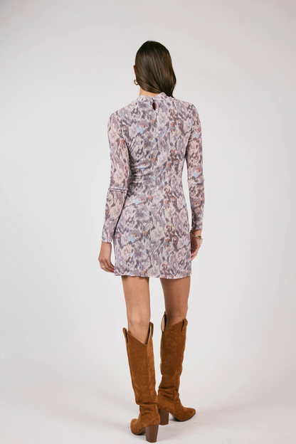 Renewed Mesh Mock Neck Mini Dress