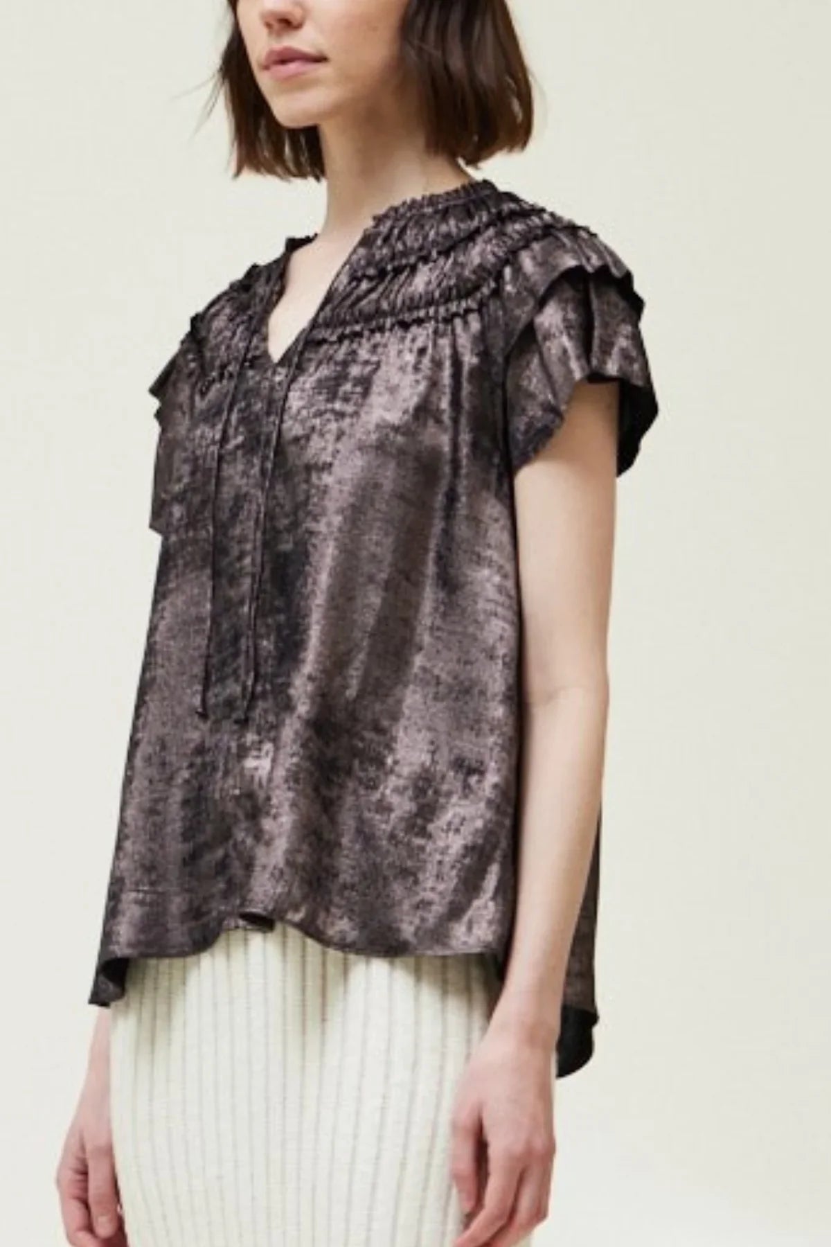 Ruffle Detail Sleevless Top