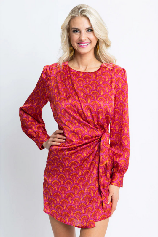 L/S Satin Wrap Dress