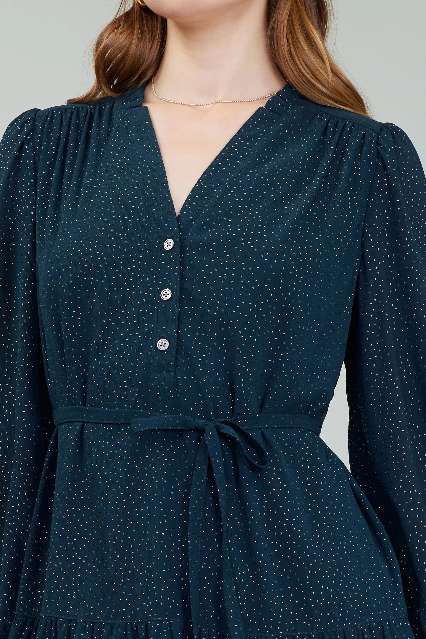 Ruffled Front Tiered Midi Dress