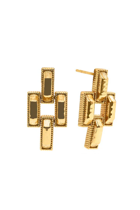 PATHWAY POST SMALL LINK EARRINGS GOLD