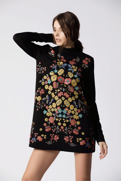Embroidered Floral Mini Dress