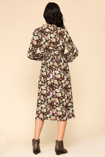 Slits Brown Floral Dress
