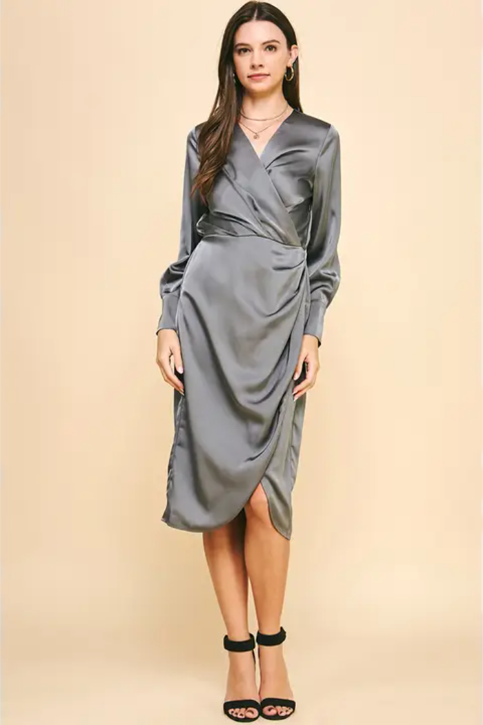 Satin Tulip Midi Dress