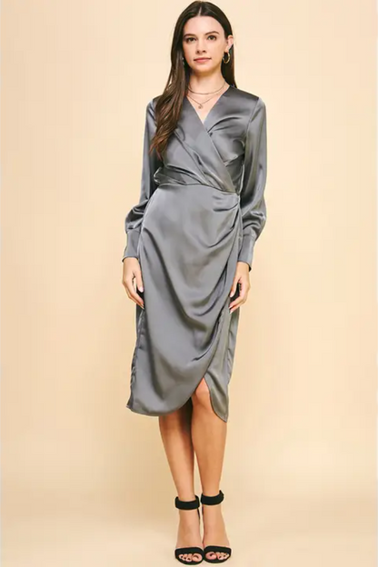 Satin Tulip Midi Dress