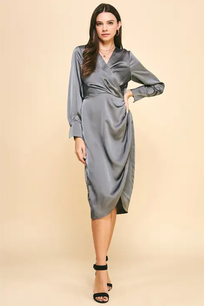 Satin Tulip Midi Dress