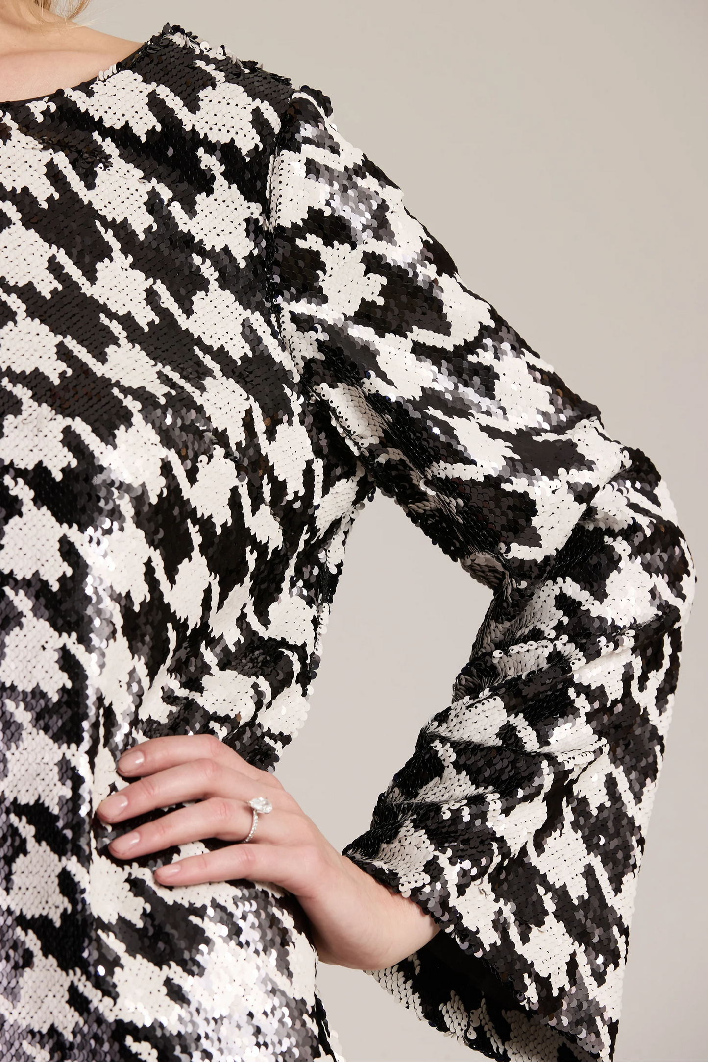 Sandra Sequin Houndstooth Tunic