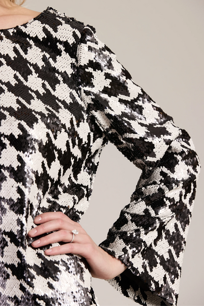 Sandra Sequin Houndstooth Tunic