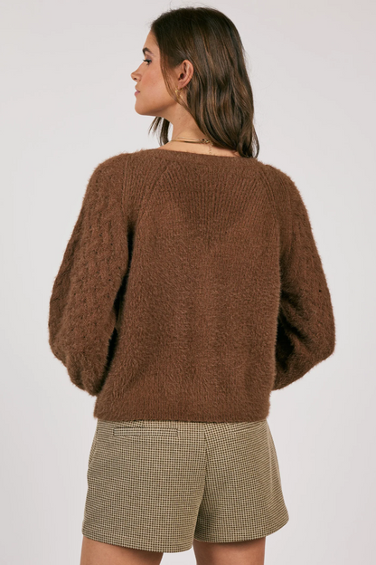 Sweeping Wind Button Front Cardigan- Oak