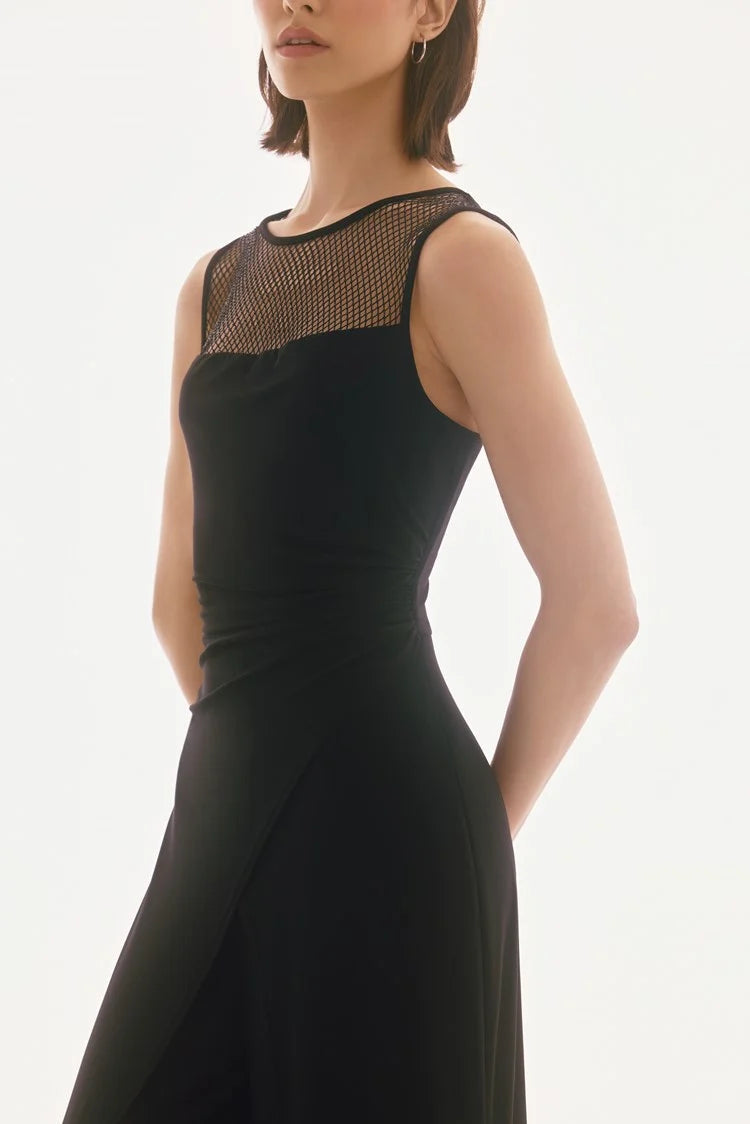 Silky Knit Sleeveless Culotte Jumpsuit- Black