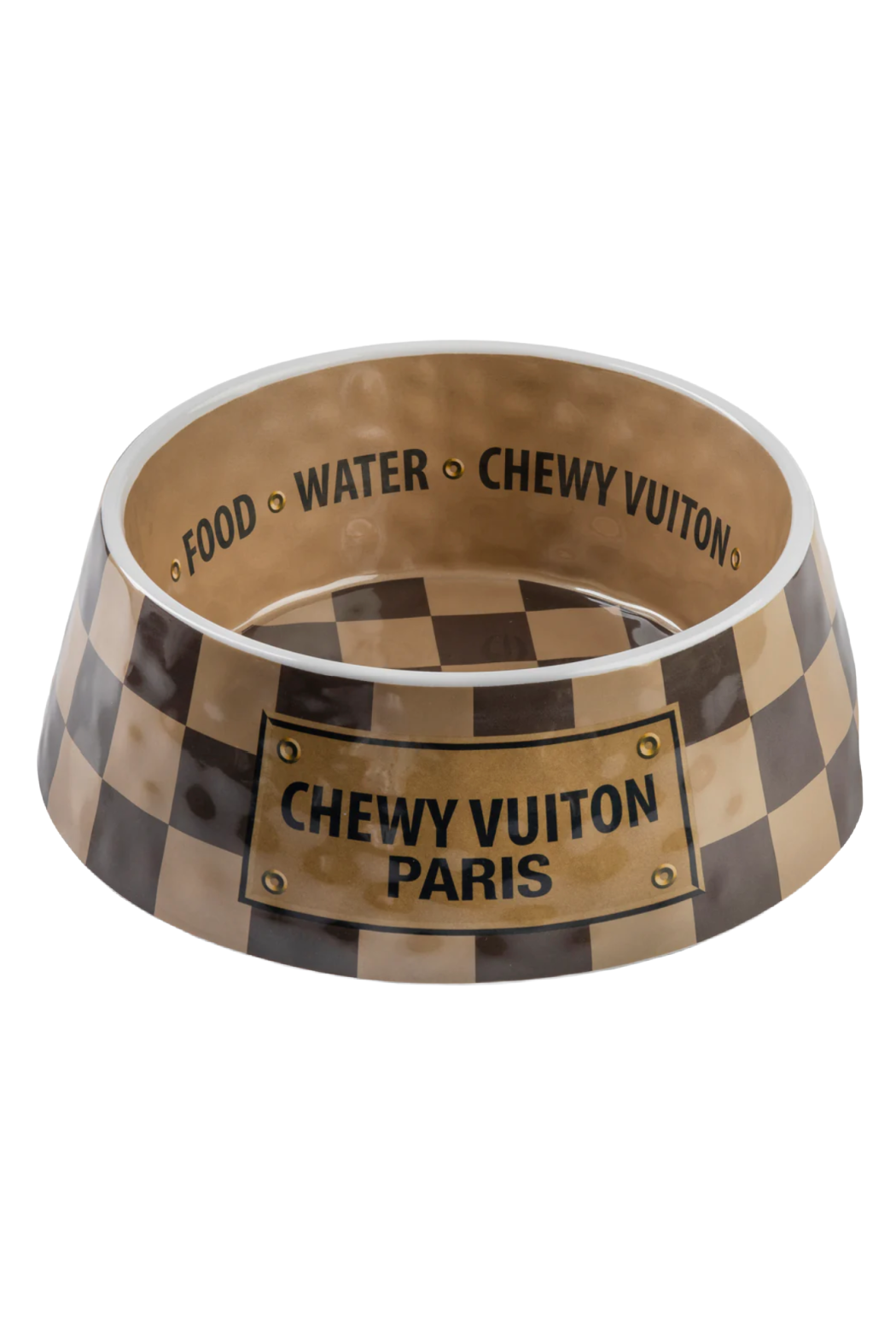 Checker Chewy Vuitton Single Bowl Large