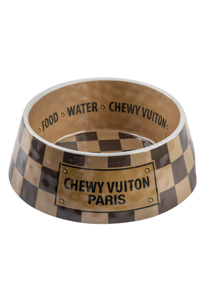 Checker Chewy Vuitton Single Bowl Large