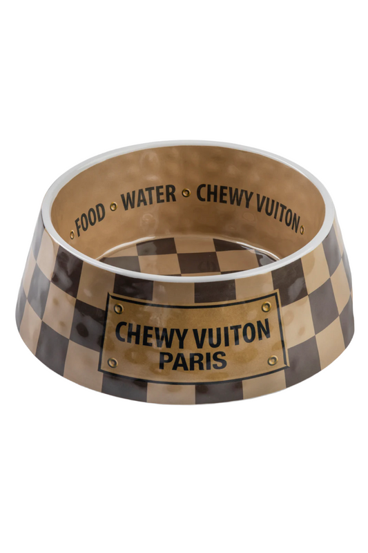 Checker Chewy Vuitton Single Bowl Large