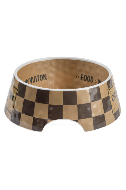 Checker Chewy Vuitton Single Bowl Large