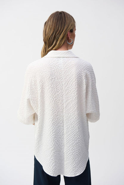 Seersucker Boxy High-Low Top