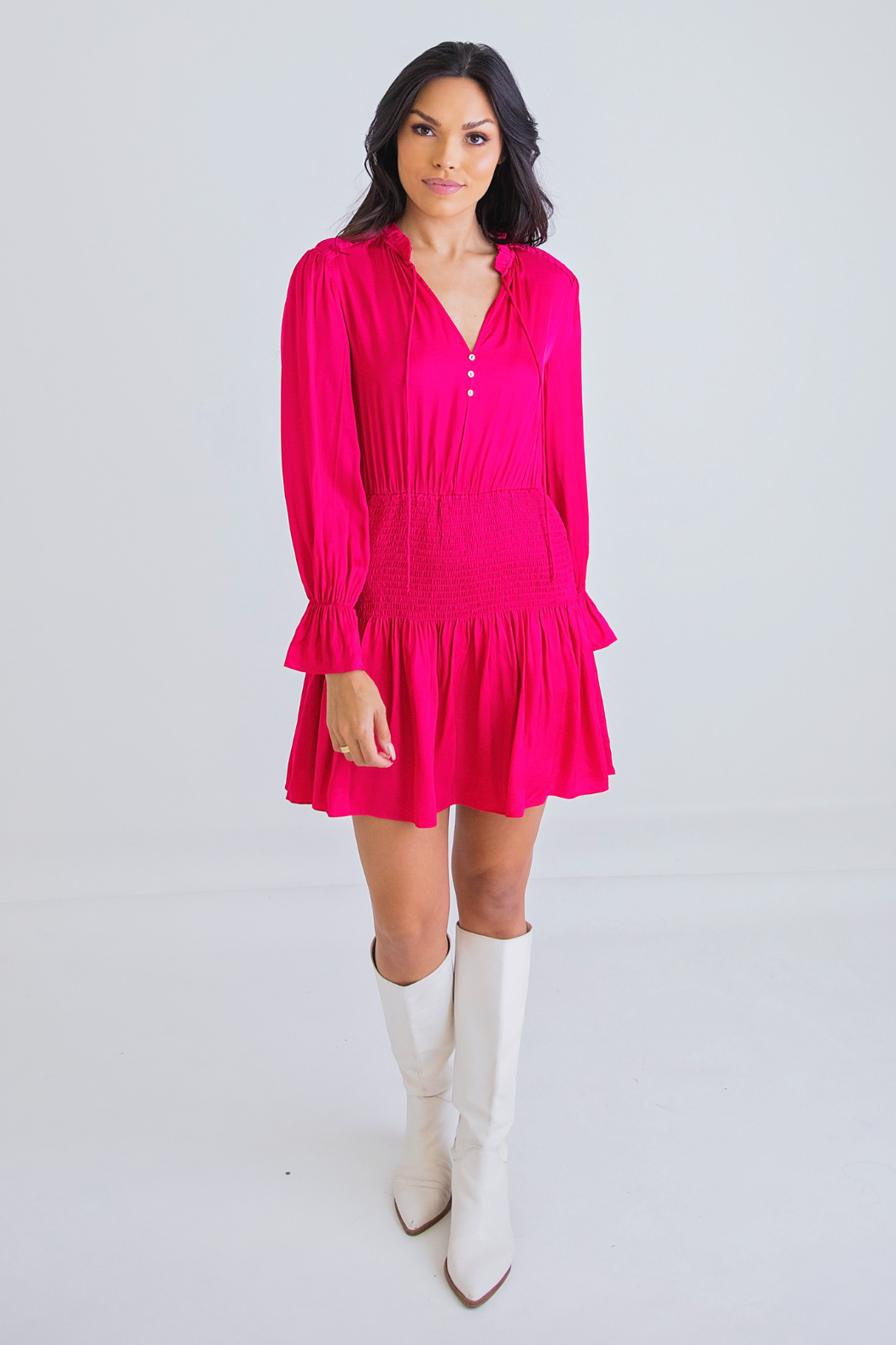 L/S Smocked Waist Dress