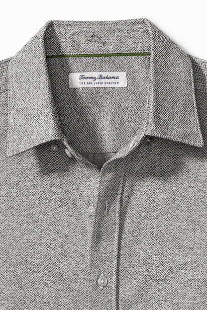 San Lucio Pattern Knit Stretch Shirt- Fog Grey