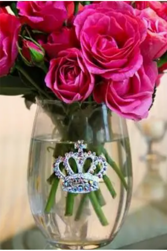 Aurora Borealis Crown Jeweled Stemless Wine Glass