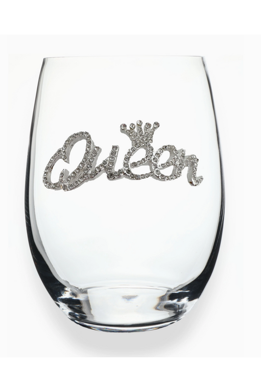 Queen Jeweled Stemless Wine Glass