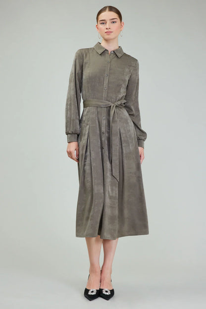 Shirt Dress with Smocked Cuffs