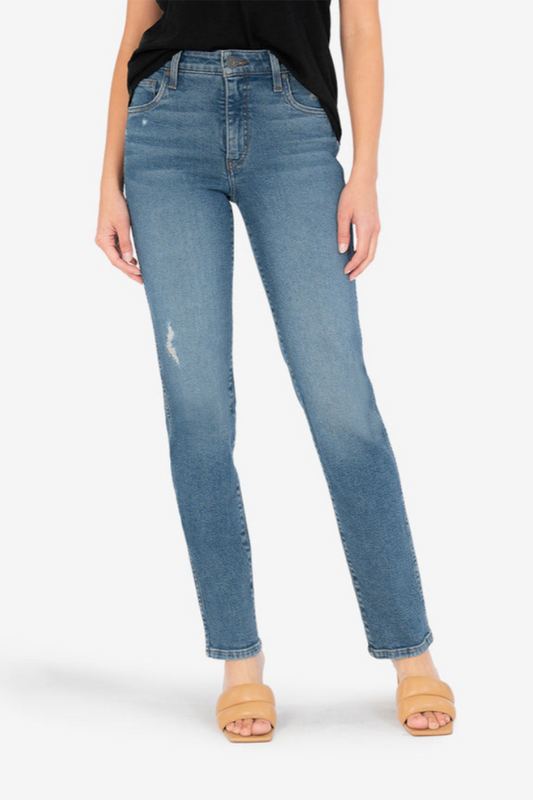 Chrissie High Rise Fab Ab Straight Leg, Petite (Sustainable - Impactful Wash)