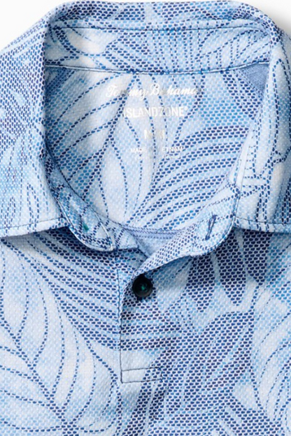 Tie Dye Fronds Polo- Blue Lapis