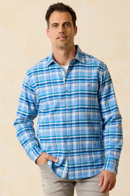 Lei'd Back Flannel Shirt Jacket- Mountain BlueBell