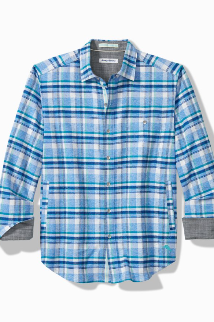 Lei'd Back Flannel Shirt Jacket- Mountain BlueBell