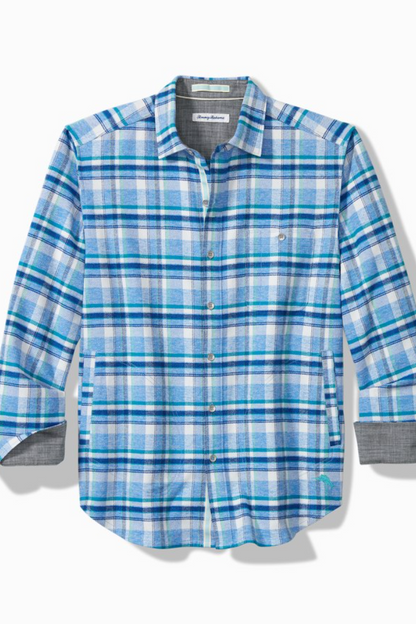 Lei'd Back Flannel Shirt Jacket- Mountain BlueBell