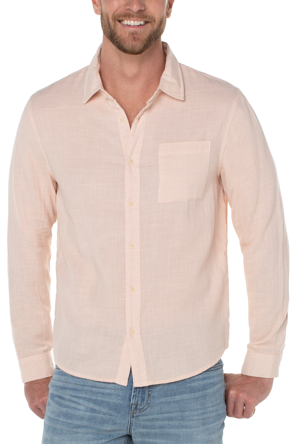 Long Sleeve Garment Dyed Shirt
