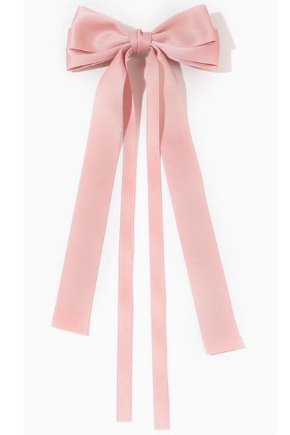 Vday Double Layered Bow Long Ribbon Barrette Clip