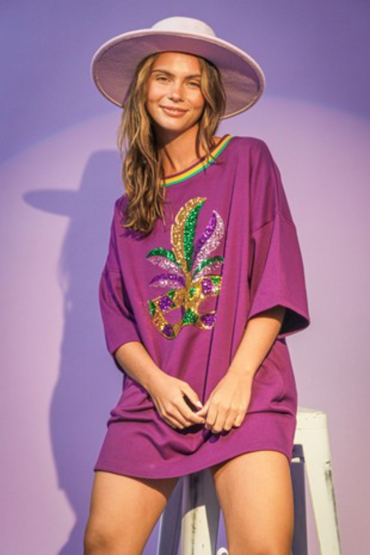 Mardi Mask T-Shirt Dress