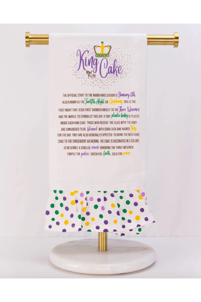 STORY OF THE KING CAKE RUFFLE HAND TOWEL