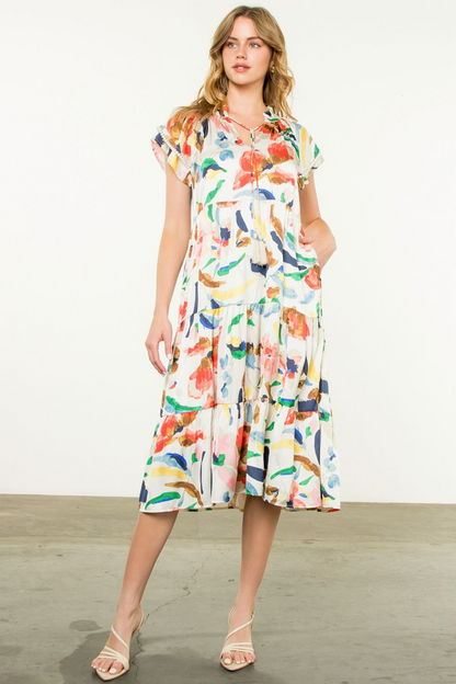 Flutter Sleeve Tiered Floral Dress