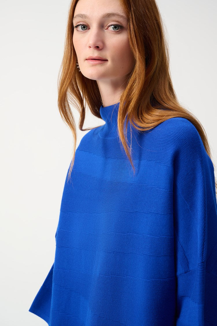 Sweater Knit Mock Neck Boxy Top - Royal Sapphire