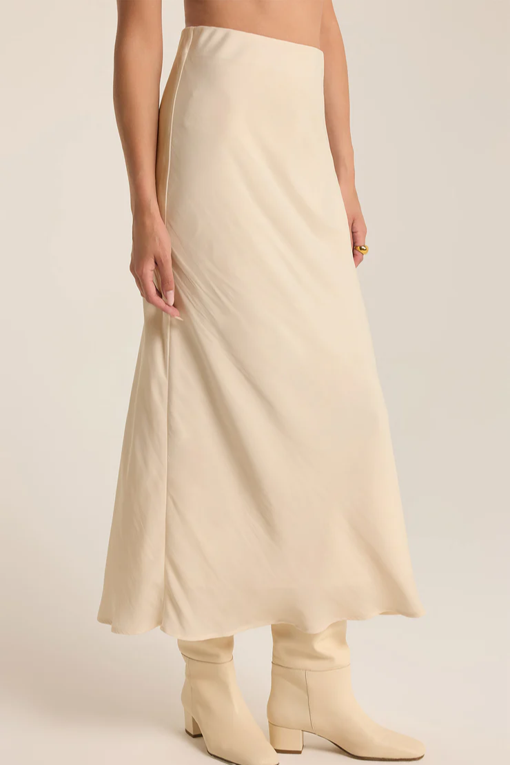Europa Luxe Sheen Midi Skirt- Sea Salt