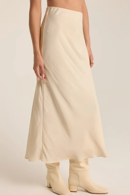 Europa Luxe Sheen Midi Skirt- Sea Salt
