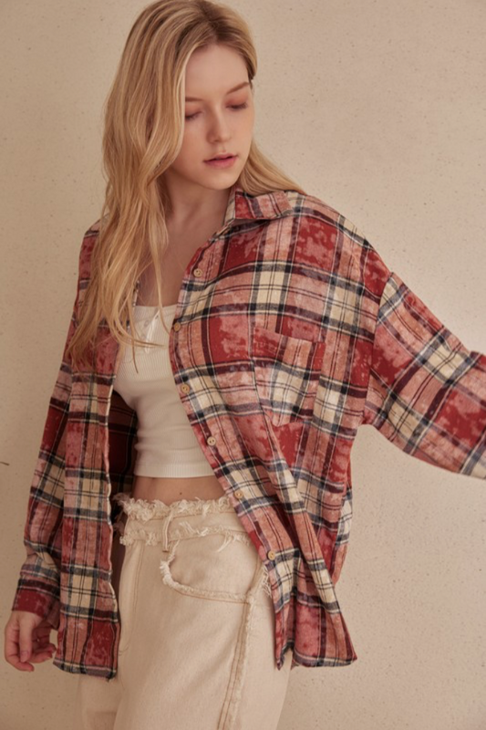 Oversized Star Plaid Top