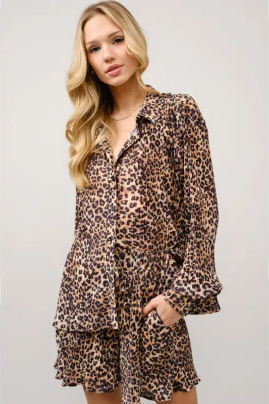 Pleated Leopard 2 pc Set