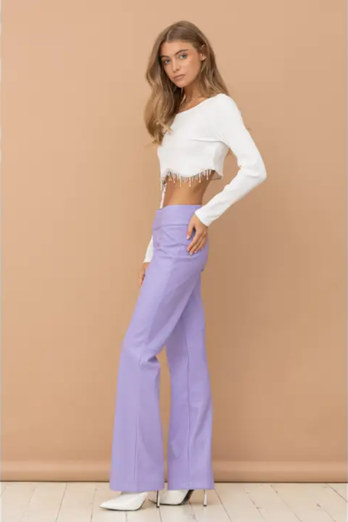 Ribbed Crop Rhinestone Fringe Top