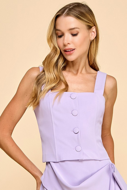S/L Button Det Corset Top