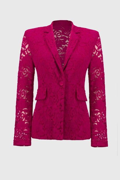 Signature Stretched Lace Fitted Blazer - Geranium
