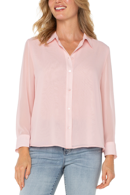Long Sleeve Woven shirt with pleat back detail