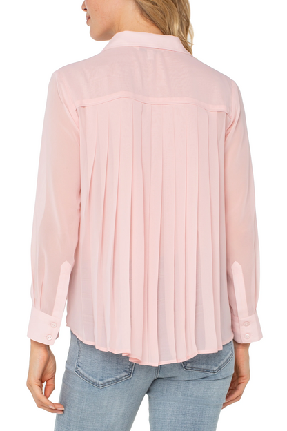 Long Sleeve Woven shirt with pleat back detail
